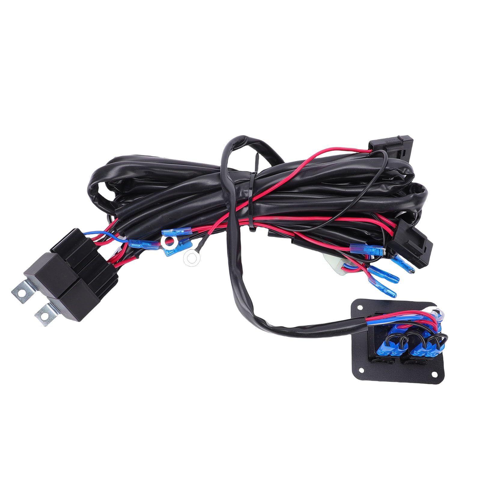 Cuifati Zestaw Okablowania Listwy świetlnej LED 16AWG, Przełącznik Kołyskowy 20 A Włącznik/wyłącznik Płytka Przekaźnika Mocy do Samochodów, łodzi, Quadów, Motocykli, Przyczep, z Panelem ABS, Cewkami