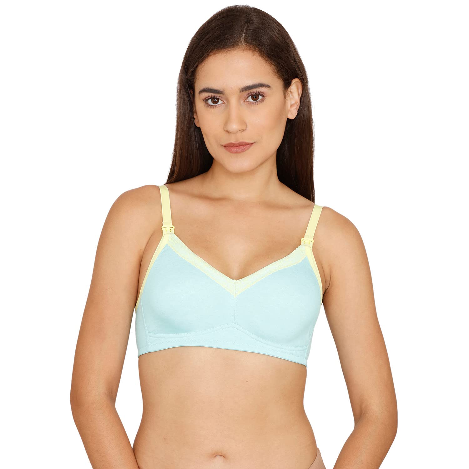 Zivame Women's Polyester Cotton Non Padded Wire Free Casual 3/4Th Coverage Maternity Bra