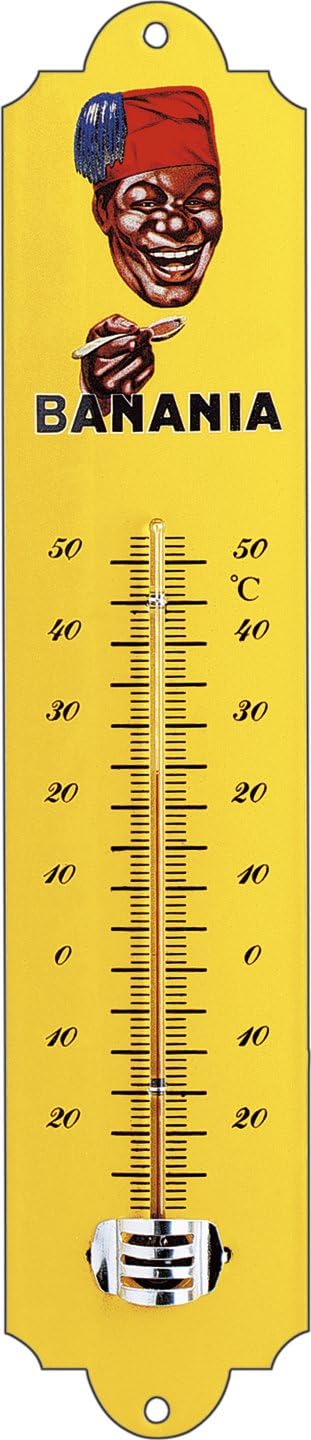 Banania Chocolate Collection FRENCH METAL DECORATIVE SILKSCREENED THERMOMETER RETRO AD BANANIA CHOCOLATE J'ADORE