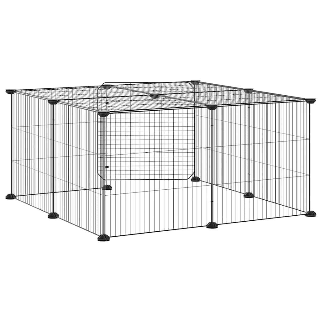 Mangloder 12 Pezzi Gabbia per Animali Domestici con Porta in Acciaio Verniciato a Polvere Pannelli 35x35cm Modularmente Espandibile per Conigli porcellini d'India Criceti Interni ed Esterni