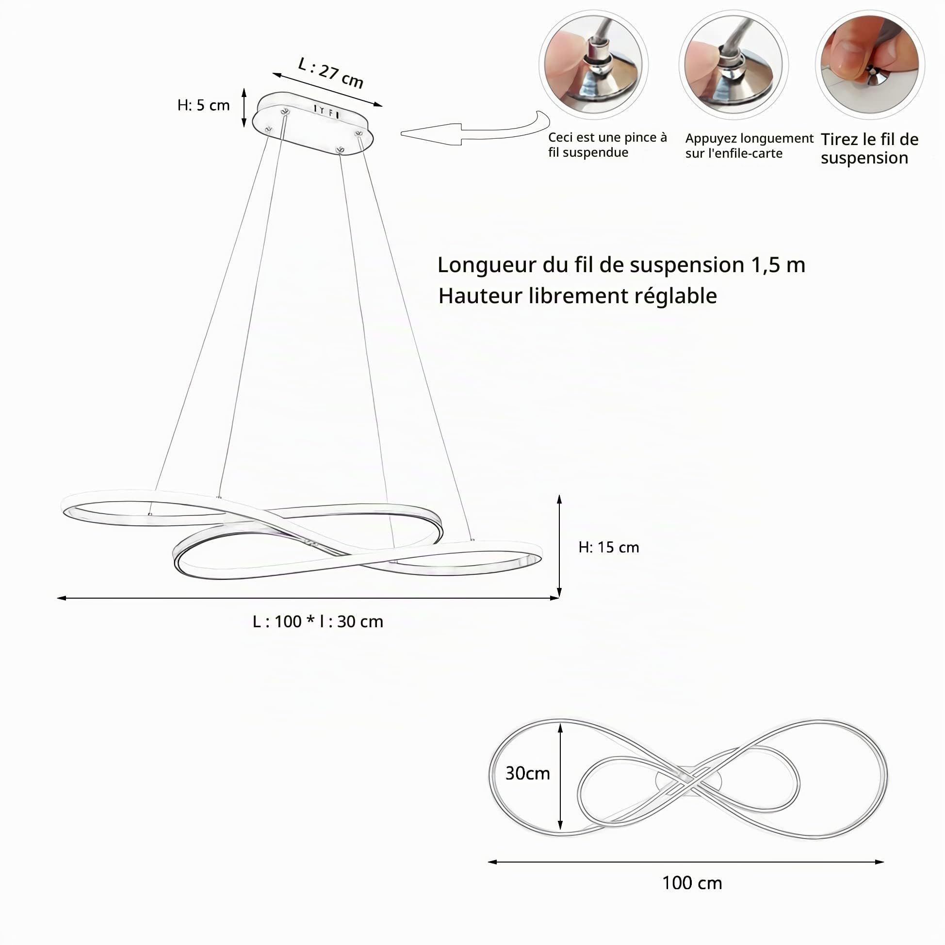 LED Suspension Salle Lumière Pendant Dimmable avec télécommande Lampe suspendue Moderne Art Désign Hauteur Réglable, pour Salle à Manger Restaurant Réception Barre Salon (Or)
