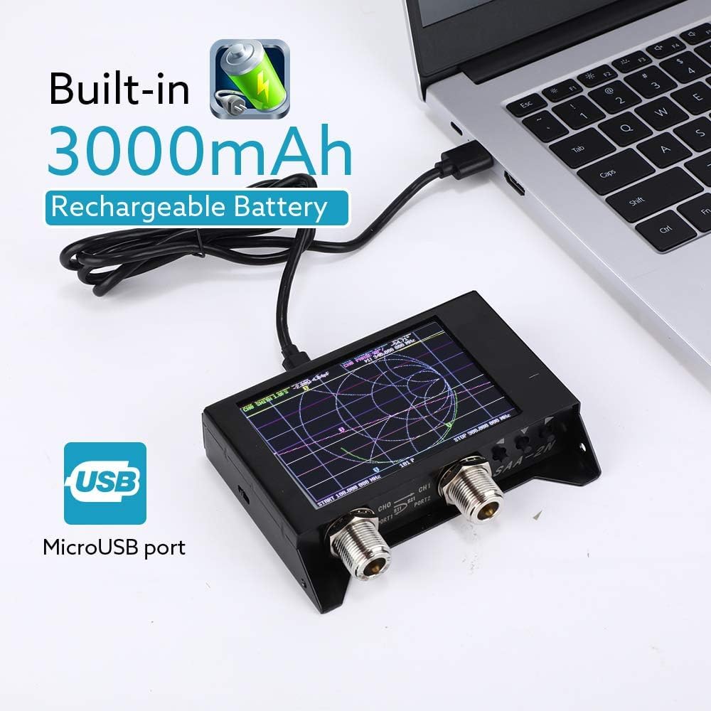Analizador de antena NanoVna SAA-2N VNA, analizador de red vectorial SEESII 50KHz -3GHz con bolsa y kit de placa testboard, 4 pulgadas LCD, HF VHF UHF medición S parámetros