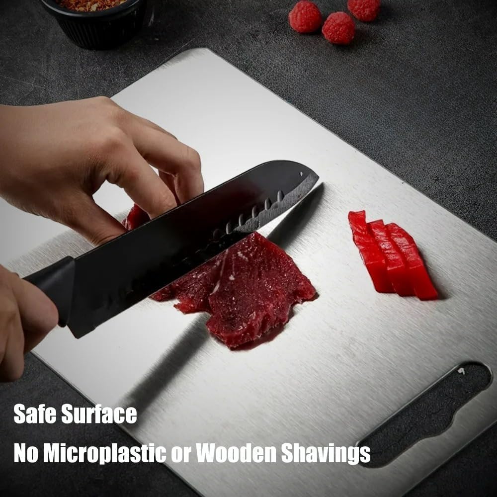 Titanium Cutting Board,100% Pure Titanium Cutting Boards for Kitchen, 2025 New Double Sided Food-Grade Chopping Board for Cutting Meat Vegetable Fruit (12"L x 9"W)