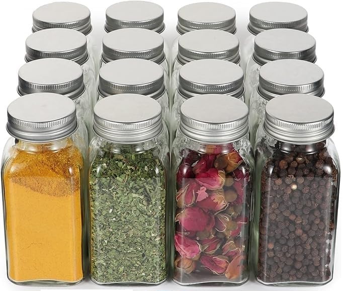 Image of ALEITO 120 ML | Glass Spice Jars with Lids,Spices & Seasonings Sets Organizer Spice Containers, Airtight Food Canisters with Shaker Lid (12)
