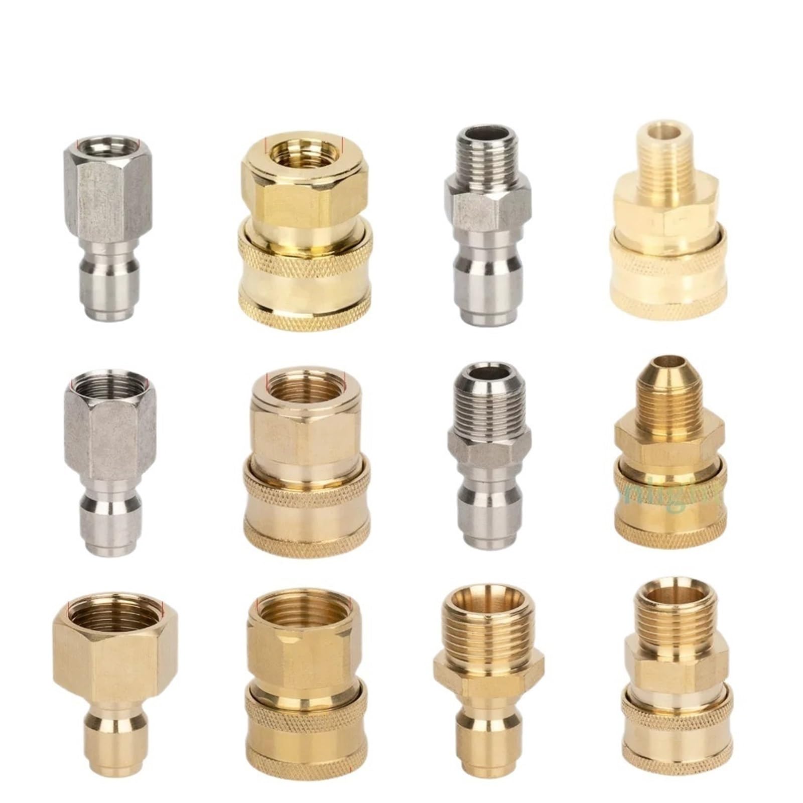 Conector rápido de alta presión de 1/10.2 cm 3/20.3 cm 1/5.1 cm adaptador de arandela de coche, pistola de agua, acopladores hidráulicos para riego de jardín (3l8 hembra-M (latón))