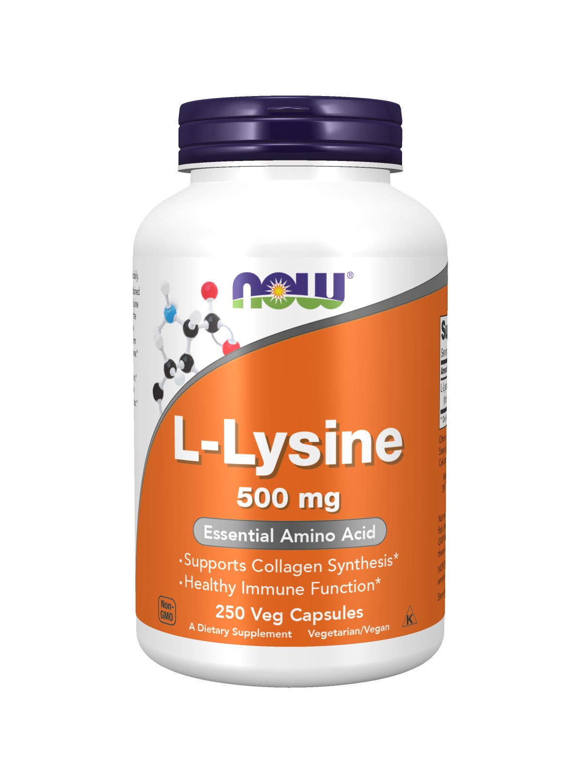 NOW Foods L-Lysine 500 mg - 250 Caps 2 Pack 250 Count (Pack of 2)