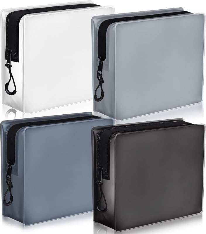 Locmeo Necessaires de Viagem com Zíper em PVC, Cinza, Pacote com 4
