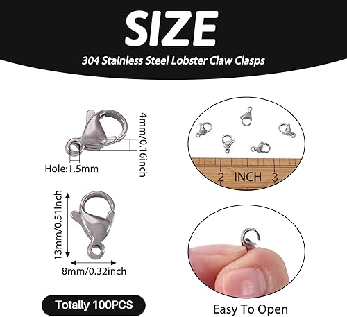 Vista 104 de Pandahall - 100 cierres de pinza de langosta de acero inoxidable, joyería de oro real de 24 quilates, cierre de langosta de 2 colores, cierre