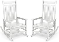 Vista 45 de SERWALL - Juego de 2 sillas mecedoras de exterior de gran tamaño, balancín de HDPE para adultos, sillas mecedoras de patio para porche, Aruba