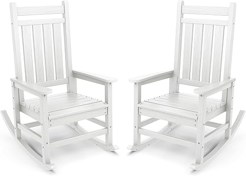 Miniatura 34 de SEWALL - Juego de 2 mecedoras de gran tamaño para exteriores, mecedoras de polietileno de alta densidad para adultos, mecedoras de patio para