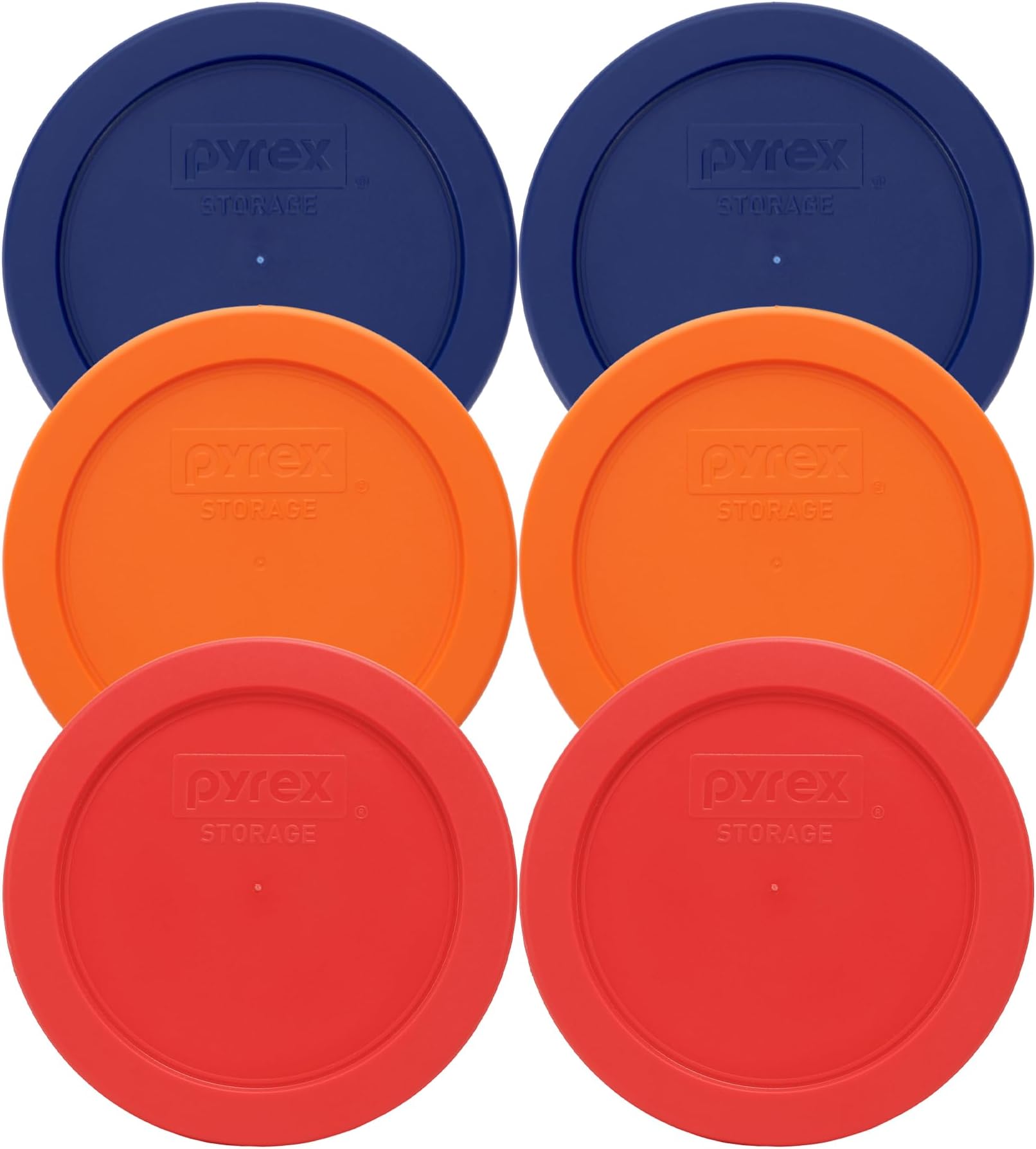 Pyrex 7200-PC 2 Cup (2) Blue 1113764 & (2) Orange 1113762 & (2) Red 1113763 Lid (6-Pack)