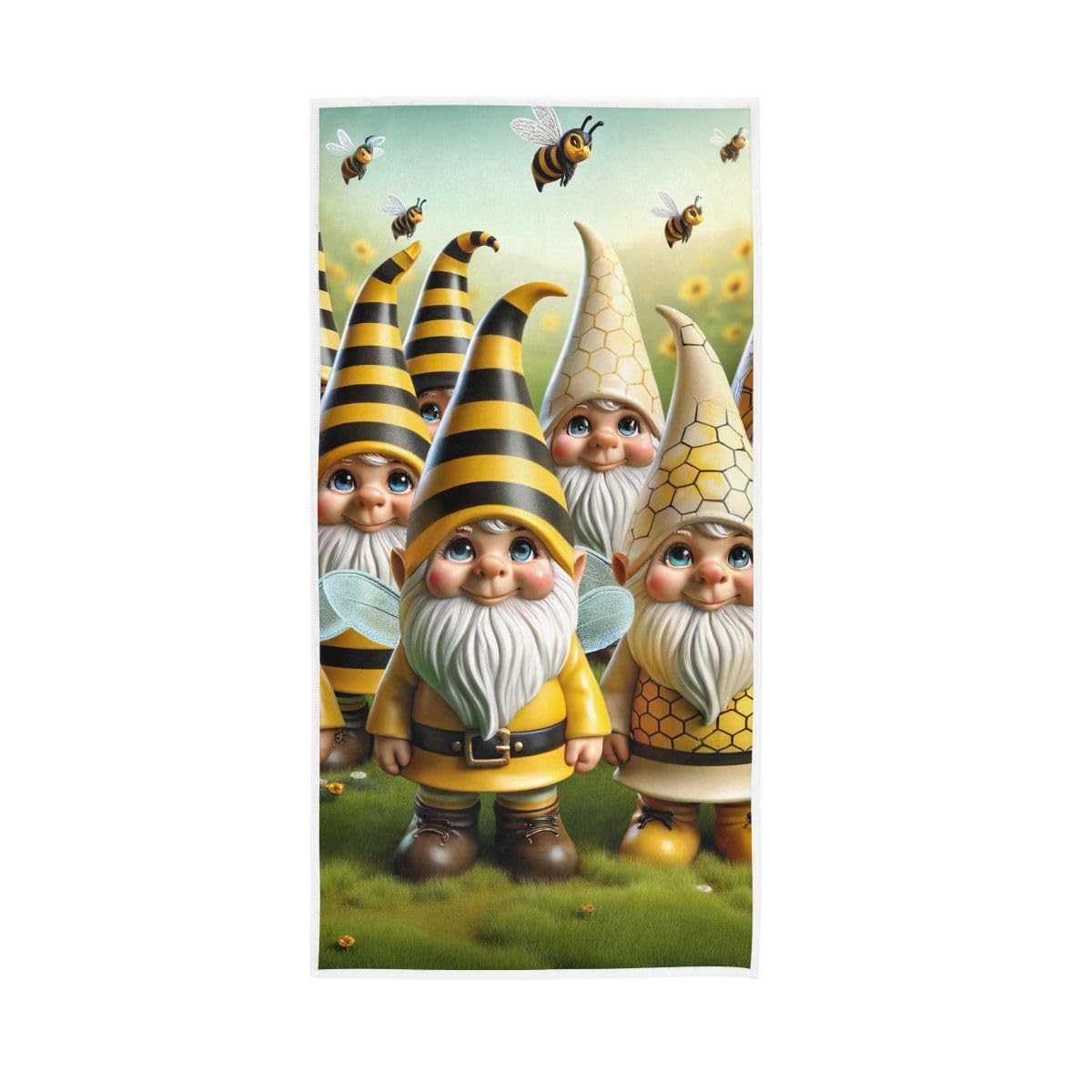 HUYGD Garden Bee Gnomes Hand Towel, Decorative Hand Towels for Bathroom 15 x 30 Inches