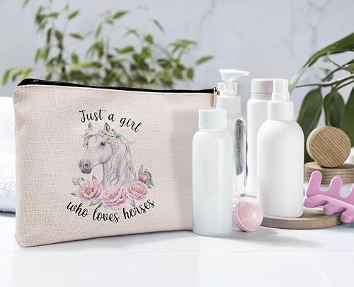 Miniatura 4 de Just A Girl Who Loves Horses - Bolsa de maquillaje floral para caballos, Color-1