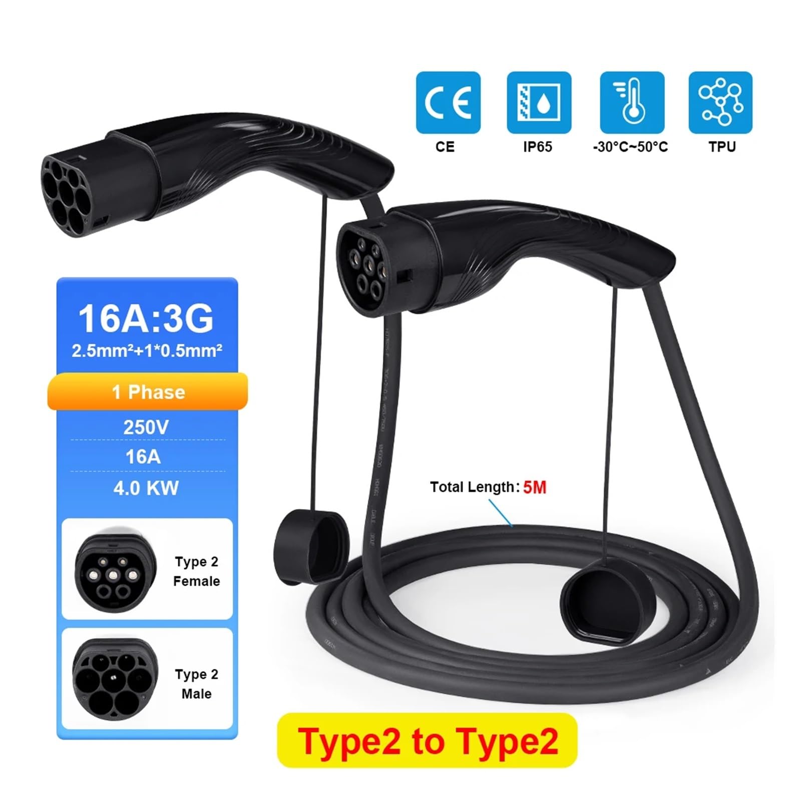 電気自動車用電源の延長ケーブル約16m 電気自動車用電源の延長ケーブル