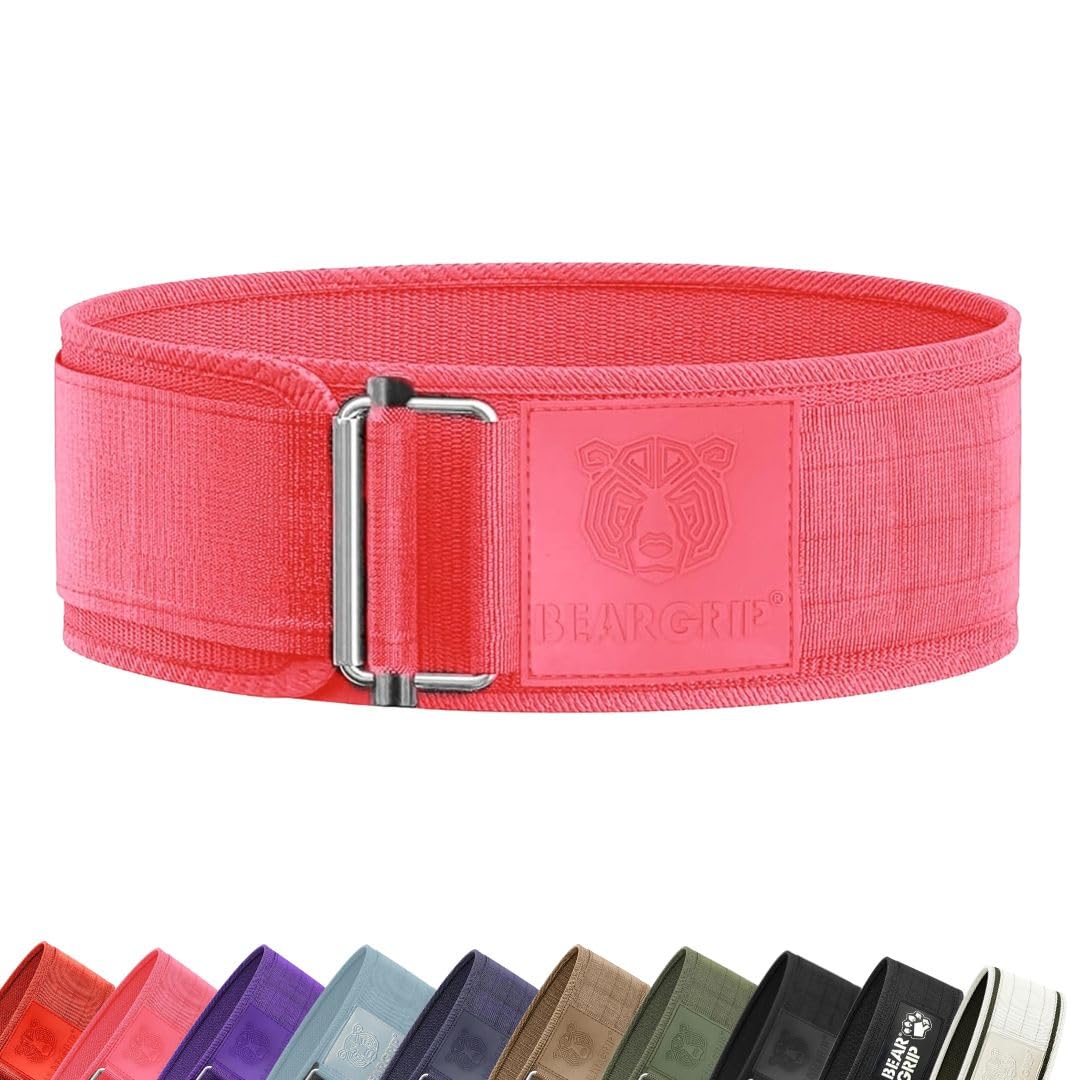 BEAR GRIP - Self-Locking Weight Lifting Belt, Premium Weightlifting Belt for Crossfit, Power Lifting, Bodybuilding, Lifting Belt for Men and Women, Workout Belt for Liftin