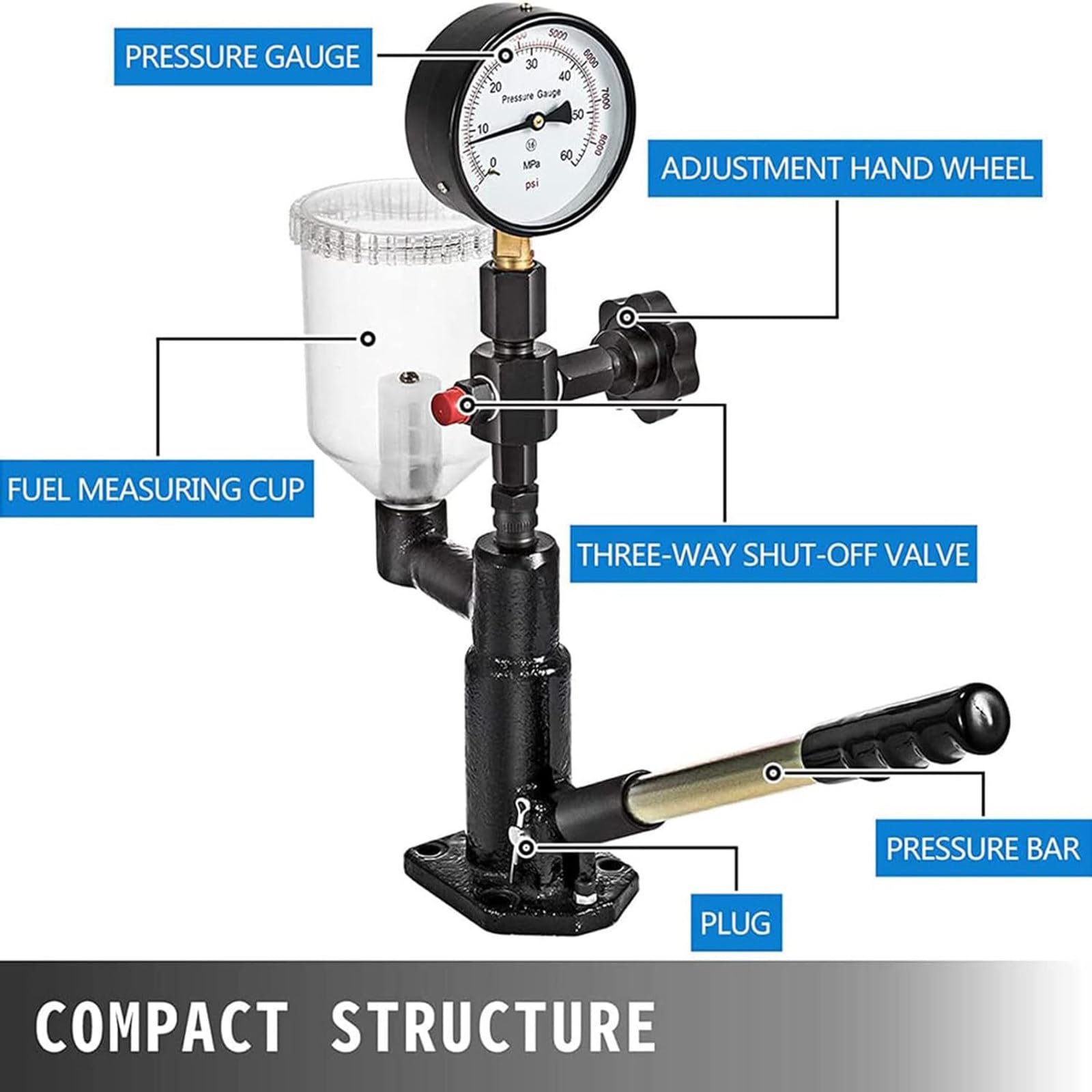 Tester Multifunzione per iniettori Common Rail, Tester per iniettori Common Rail CIT800, S60H Fuel Injector Nozz, Kit Tester per iniettori Common Rail