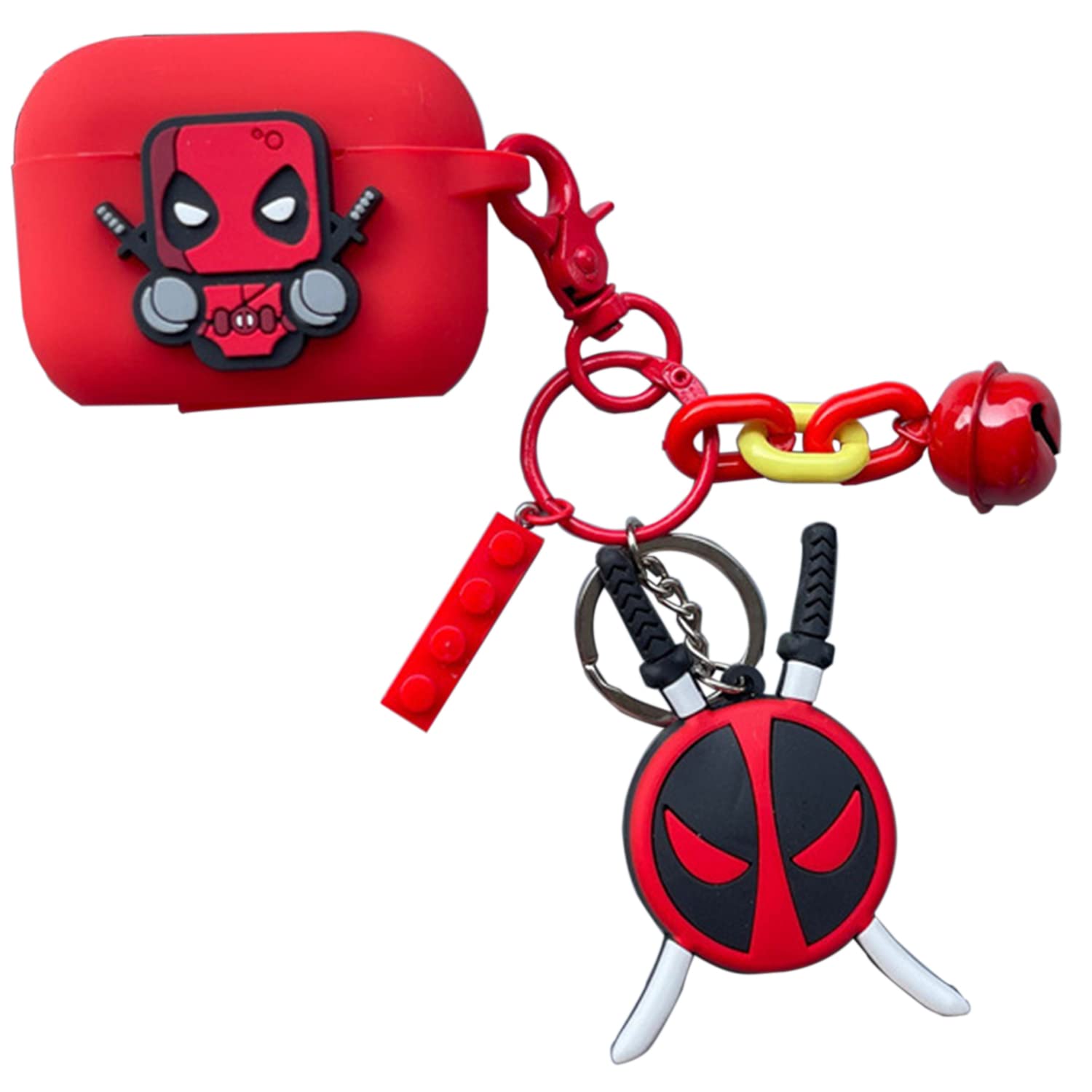 TASLAR Silicone Headphones Deadpool Case Protective Cover Shockproof with Keychain Accessories Pendant for Apple Airpods 3rd Gen (Red) (ONLY CASE COVER)