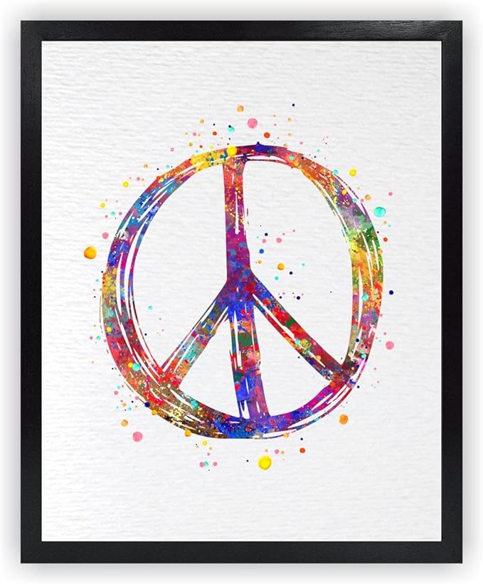 Dignovel Studios 11X14 Unframed Peace Sign Symbol Watercolor Art Print Poster Symbol Housewarming Sign Language Home Decor Wall Hanging DN680