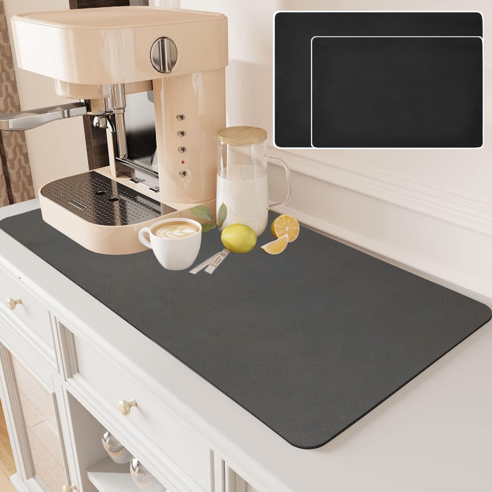 Coffee Mat, 2PCS Coffee Bar Mat, Bar Mats for Countertop, Dish Drying Mat for Kitchen Counter, Coffee Machines Accessories Suitable for Placing Plates, Cups and Cutlery