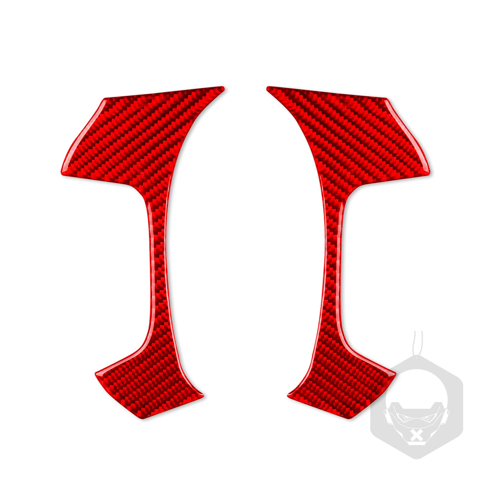 Auto Main Driver's Rudder Decoration Decal 2pcs Premium Sticker Real Quality Soft Carbon Fiber Interior Trim Compatible with Chevrolet Avalanche/Silverad LTZ/Sierra SLT 2007-2013 Accessories Red