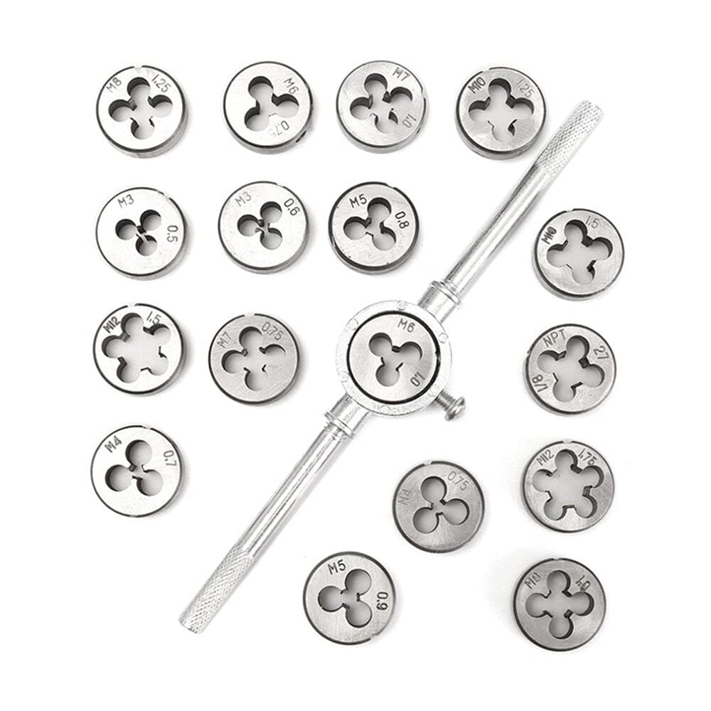 uptodateproducts 40PCS Metric Tap and Die Set Adjustable Tap Die Wrench Screw Thread Plugs Straight Taper Reamer Car Repairing Tool(TPD-40) 1