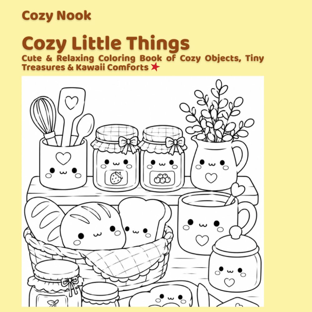 Cozy Nook: Cozy Little Things: Cute & Relaxing Coloring Book of Cozy Objects, Tiny Treasures & Kawaii Comforts