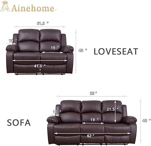 Miniatura 2 de A Ainehome Juego de sofá reclinable de lujo para sala de estar, juego de sofá reclinable de cuero y sillas de dos plazas, juegos de muebles de sala