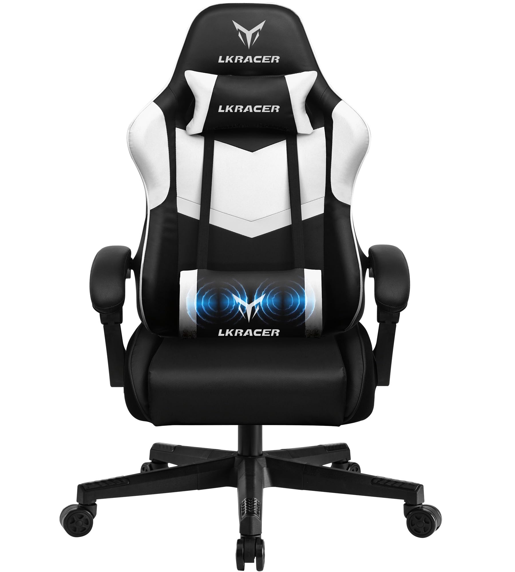 GTPLAYER Gaming Chair, Massage Ergonomic Computer Chair with Lumbar Support Height Adjustable Gaming Chair with 360ยฐ-Swivel Seat and Headrest for Office