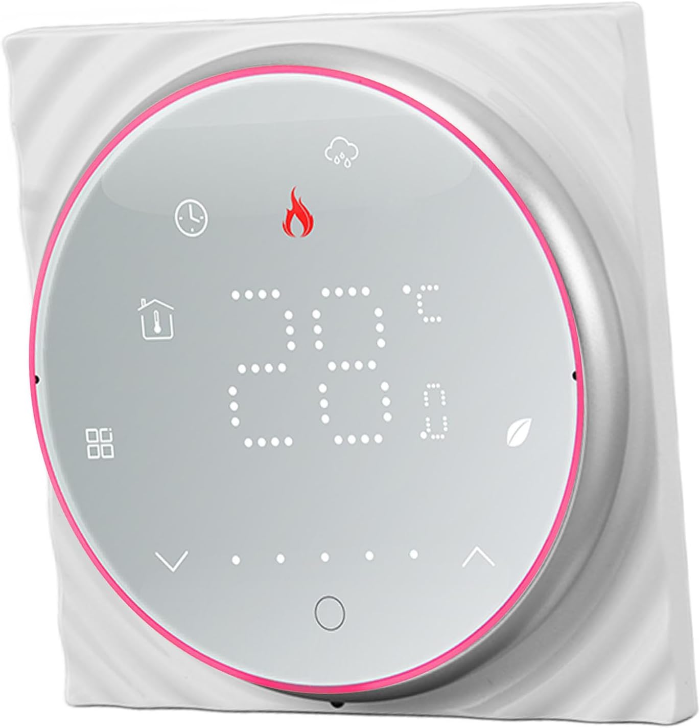 WALFRONT LED Smart Thermostat Ultra Thin Programmable Wireless Home Thermostat for Heat AC 7 Day Schedule 5‑35℃ Square Base (White)