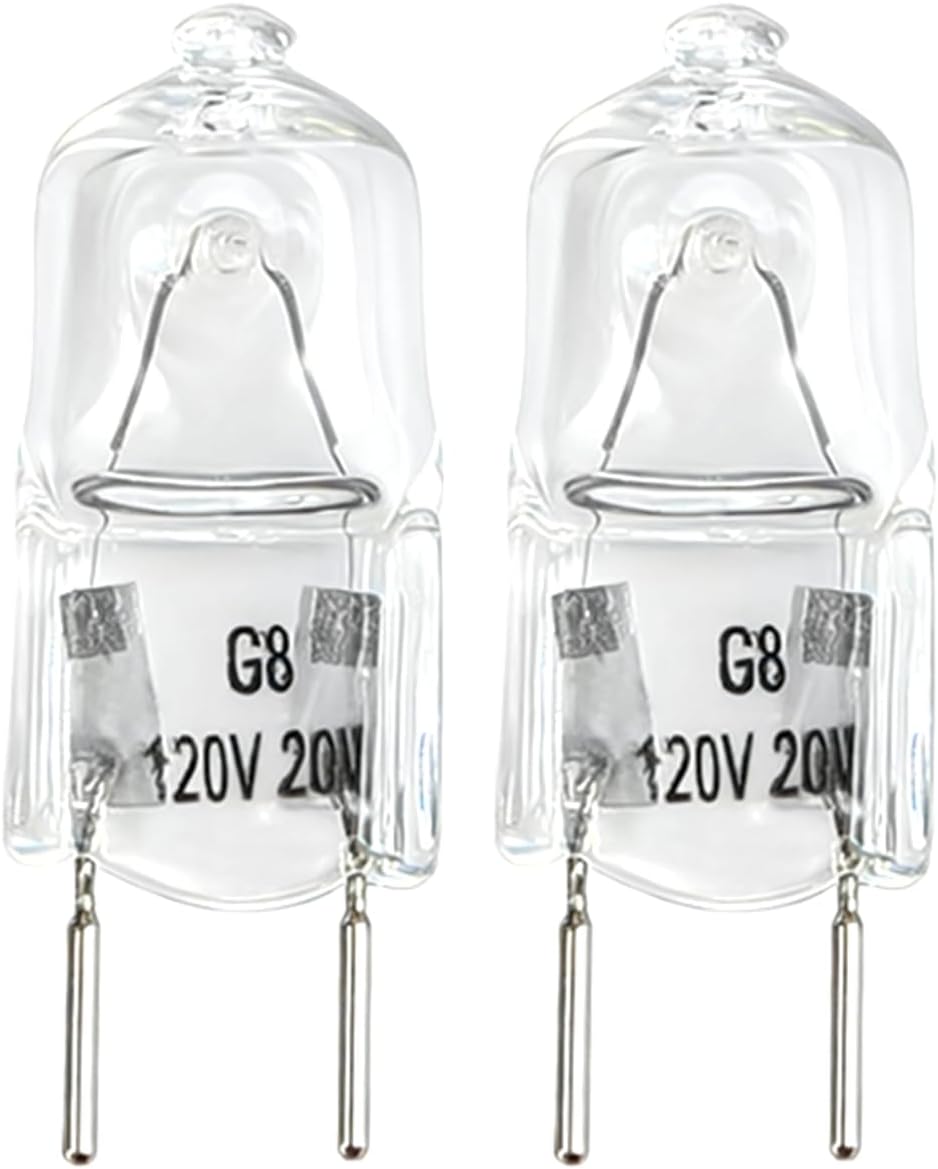2 Pack WB25X10019 Halogen Light Bulb for GE Microwave Oven，Halogen Light Bulb with G8 Bi-pin Base 20W Microwave Light，Replaces WB25X10019 WB36X10213