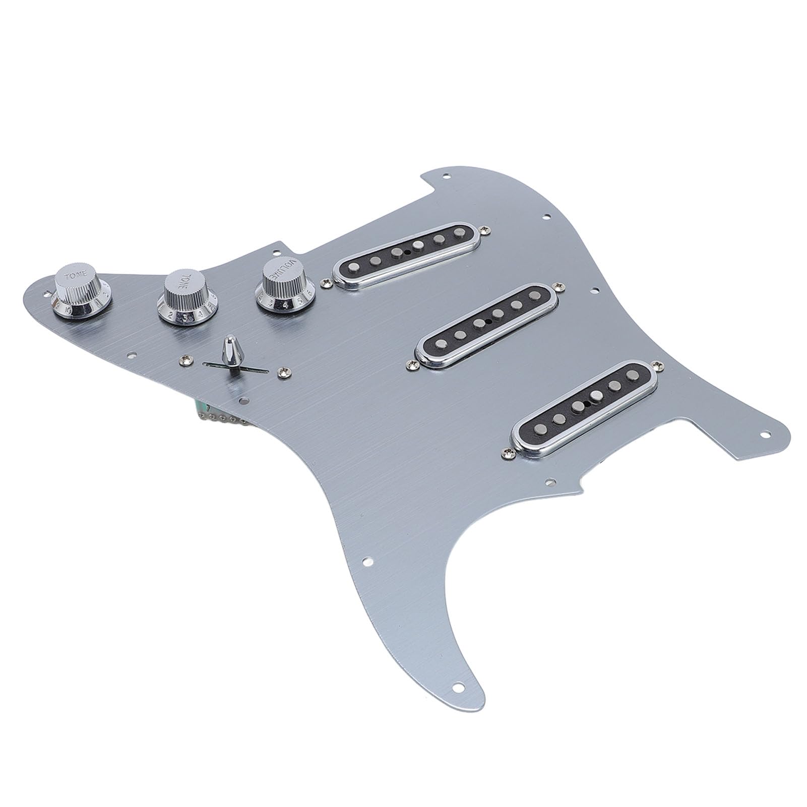 Golpeador SSS de Aleación de Aluminio, Golpeador de Guitarra con 11 Agujeros, Protectores de Púas de Guitarra Monobobina de Aleación de Aluminio, Reemplazo de Placa Rayada, Cargado SSS