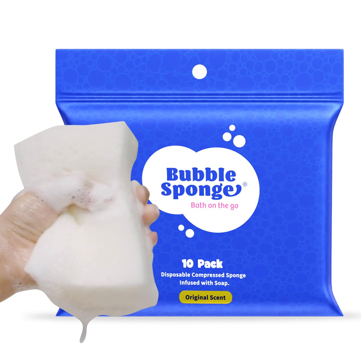 Bubble Sponge® - Disposable 2-in-1 Soap & Bath Sponge - Patent-Pending - Soap Infused Sponges - No Rinse Bathing Shower Wipes | Men and Women Travel
