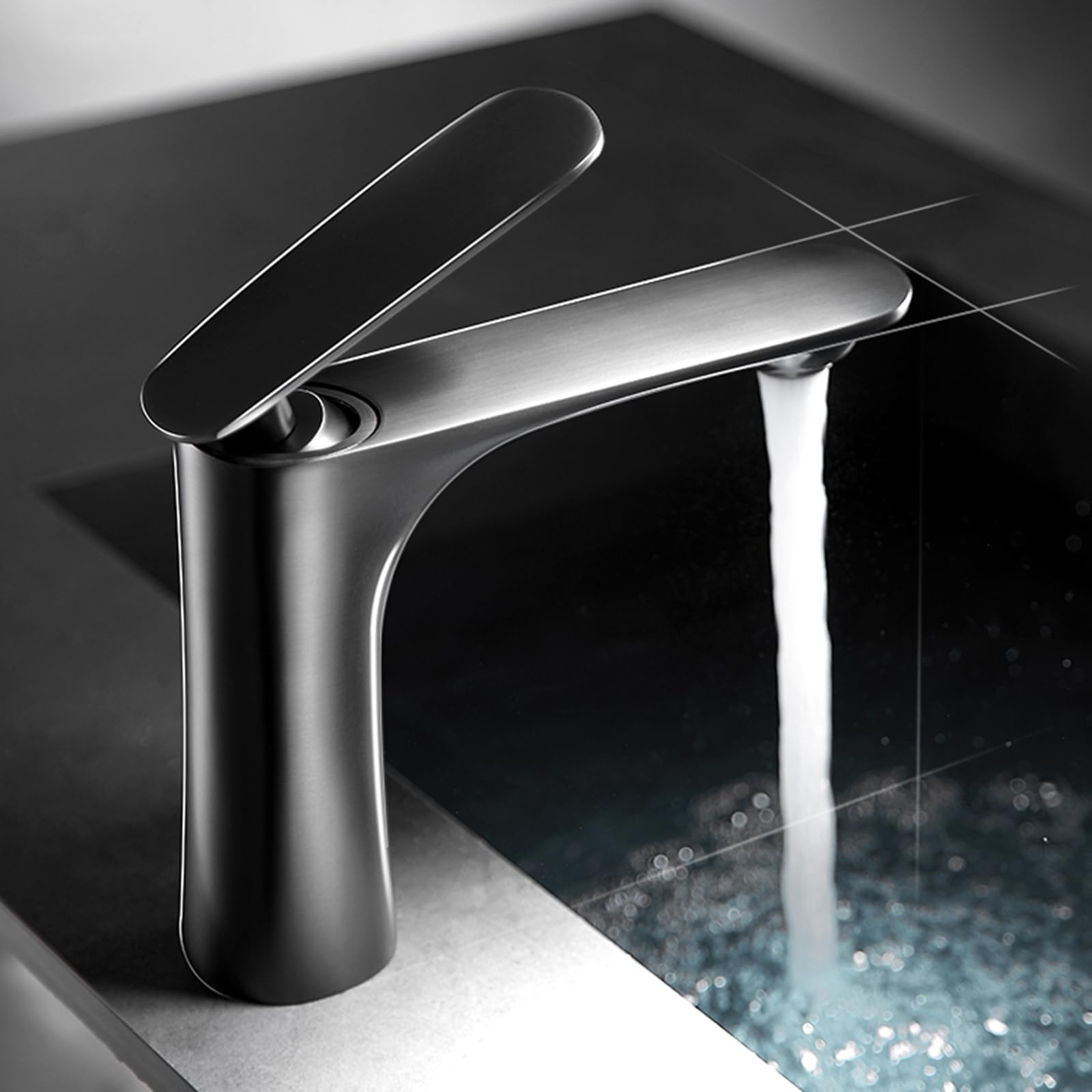BiaoTeng Waschbecken Hahn Bad grau Einhebelmischer Waschbecken Einhebelmischer Badezimmer Mischbatterie Waschbecken Bad, grau