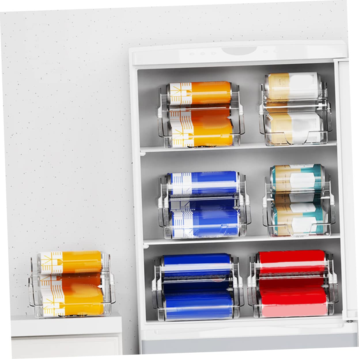 MAGICLULU Dispensador de Latas Doble Capa Transparente de Plástico 1 Pieza | Organizador de Bebidas para Cocina y Rv, Diseño Resistente que No se Dobla Rompe, Conserva Frescura