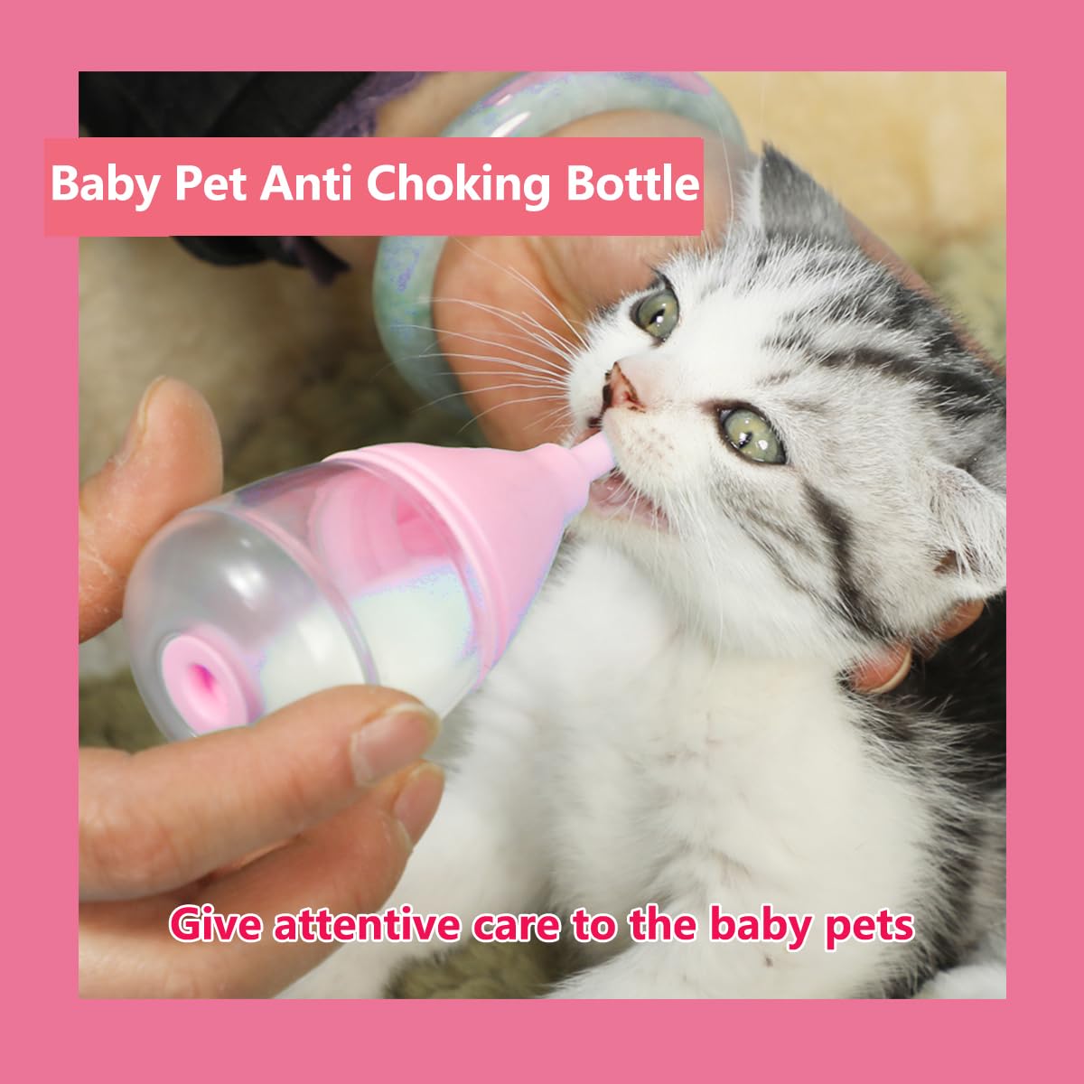 PEUTIER 20ml Kitten Bottles for Nursing, with 2pcs Silicone Nipple Replacement Anti-Choking Puppy Feeder Bottles Reusable Pet Feeding Kit for Newborn