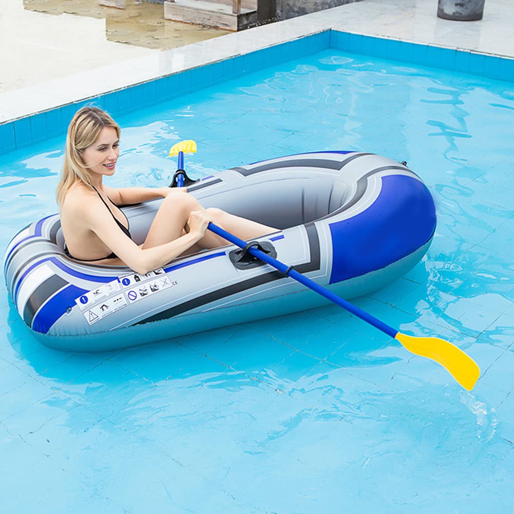 Bateau Gonflable PVC 1 Personne Portable Pliable Dur Pêche De Fond Drift Raft Kayak avec Pagaies Et Pompe (150x100cm)