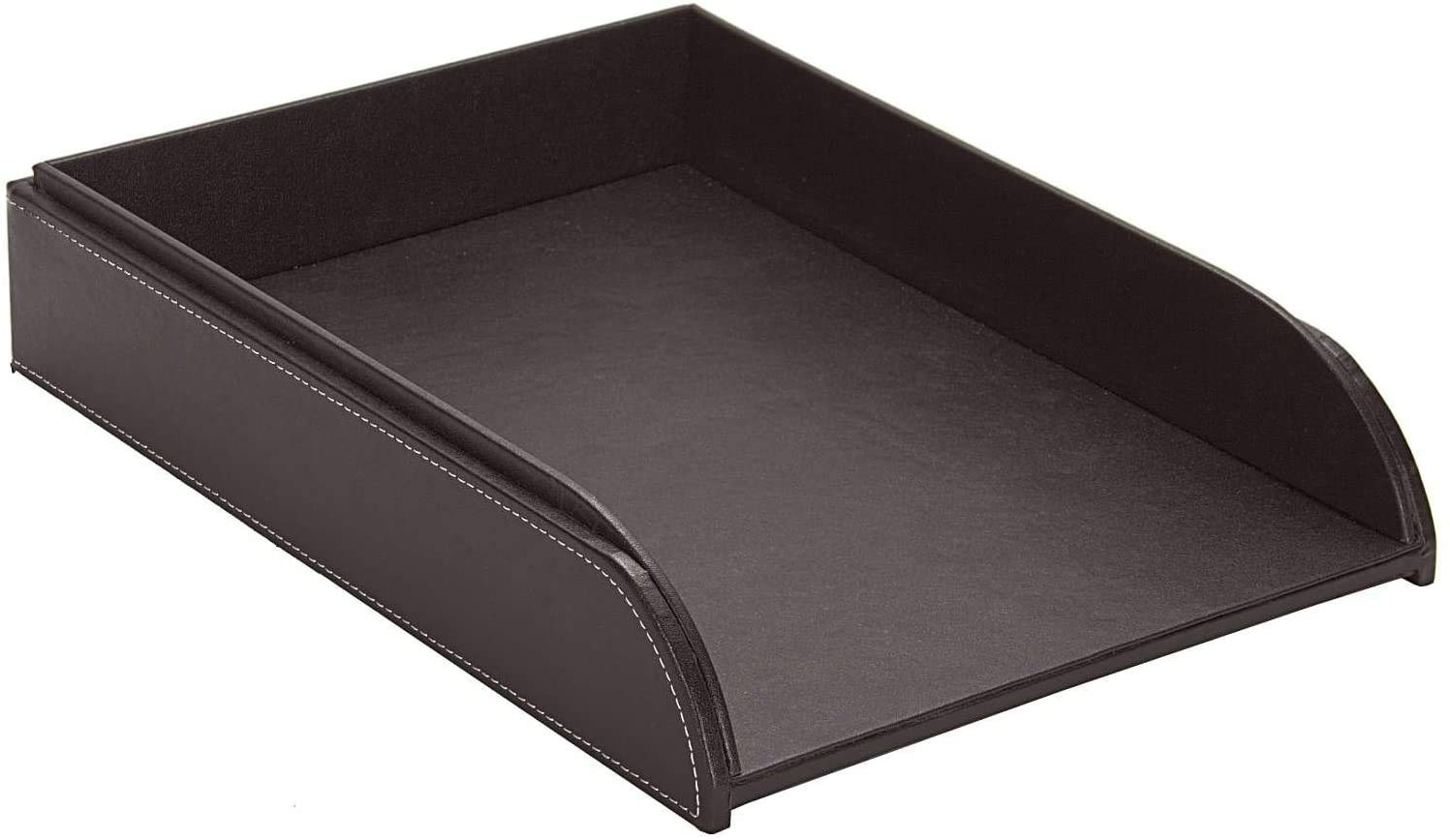 OSCO Faux Leather Letter Tray A4 – Stackable Desk File Organiser Paper Sorter, Office Document Sorter, Paperwork Filing Storage No Risers Required, Brown, 8-Pack, 6.3×24.5×33.0 cm — image 1