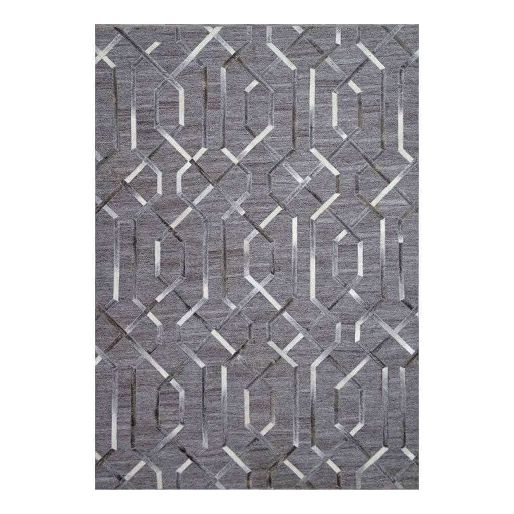 100% Hand Woven Natural Cowhide Hair on Patch Work Leather Modern Carpet Room Size Beautiful for Living Room N1001M (8x11)