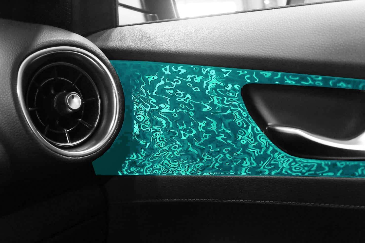 24"x60" (2FTx5FT) PET Damascus Forged Satin Teal Vinyl Wrap Auto Car Sticker Decal Film Sheet Bubble Free Air Release Technology with Tool Kit