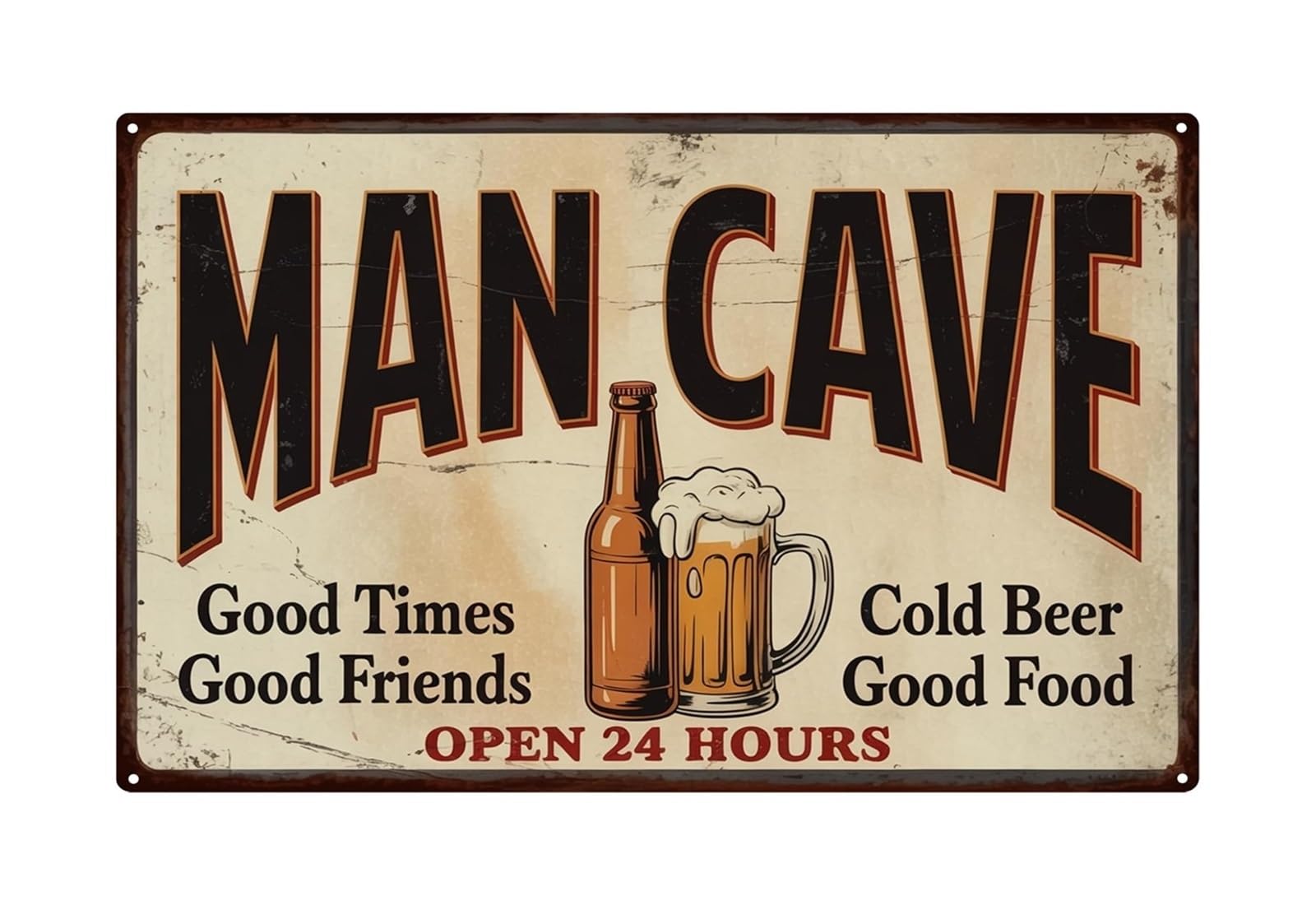 PKNVKZIDK Vintage Man Cave Sign Metal Tin Sign Retro Funny Wall-Art for Garage Bar Basement Home 8 X 12 inch