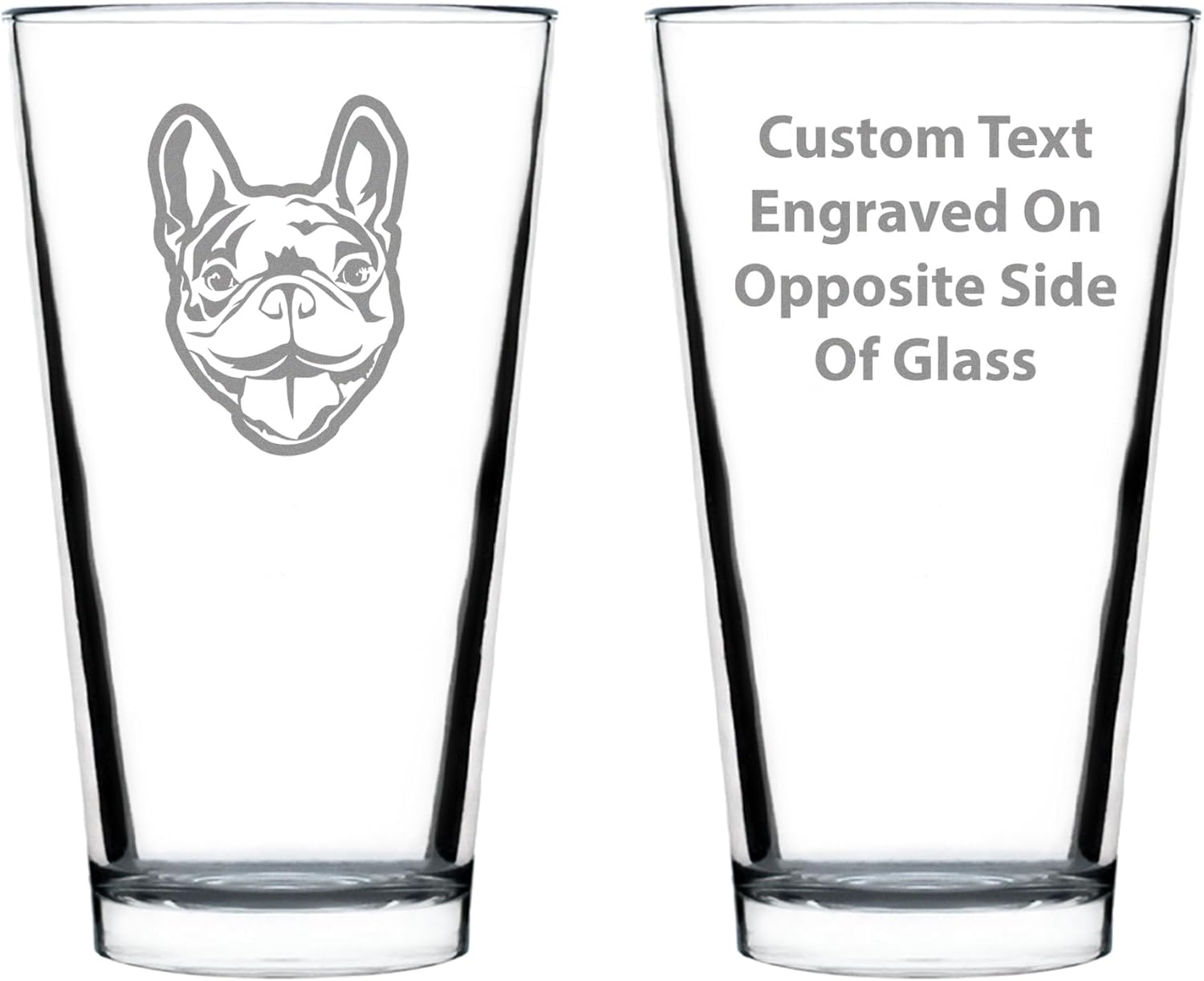 Custom Happy Frenchie - Pint Glass for Beer - Fun Unique French Bulldog Dog Themed Décor and Gifts for Men & Women - 16 oz - Customized Glasses