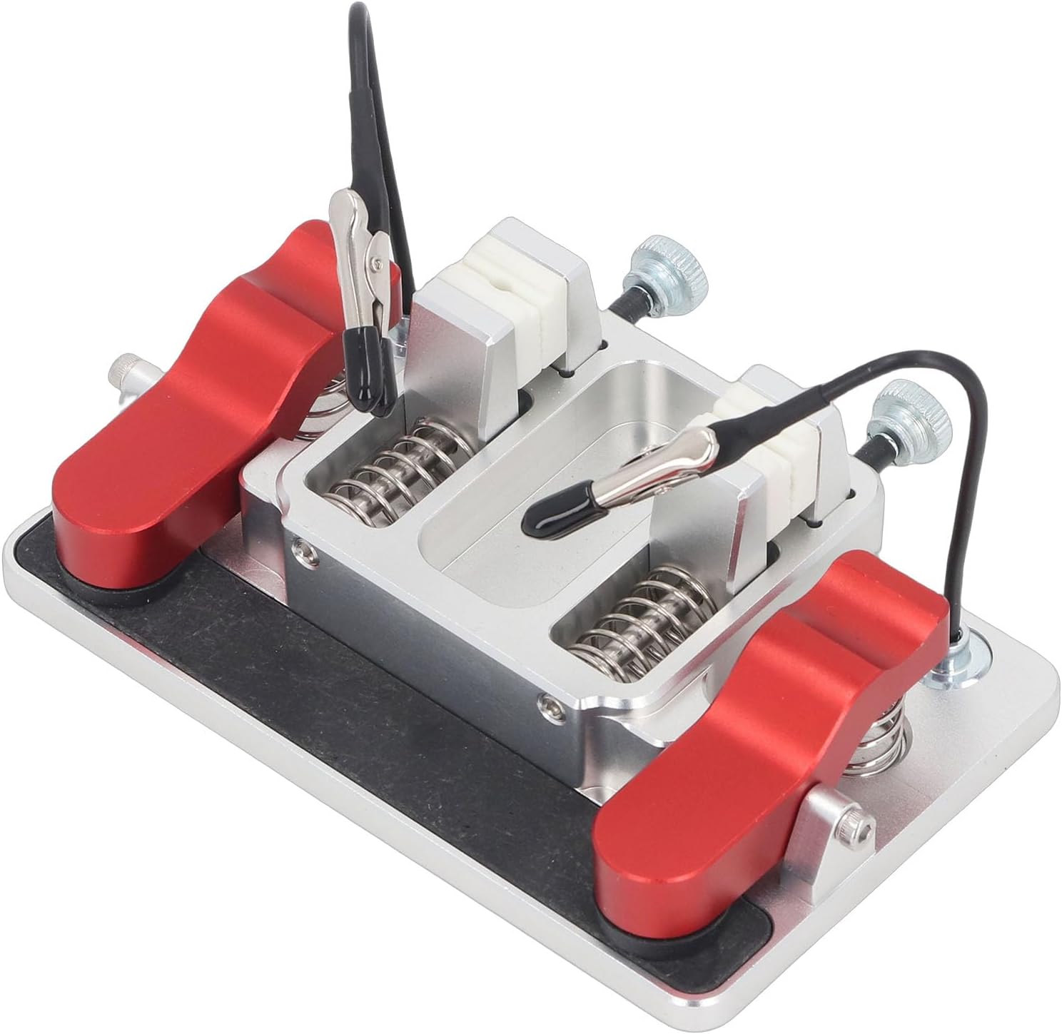 Helping Hands Soldering Station, Double Clamp Design Station, 12mm Wide Opening with Sturdy Aluminum Alloy Base & Strong Ceramic Clamp, Ideal for PCB Wire LED Strip Welding