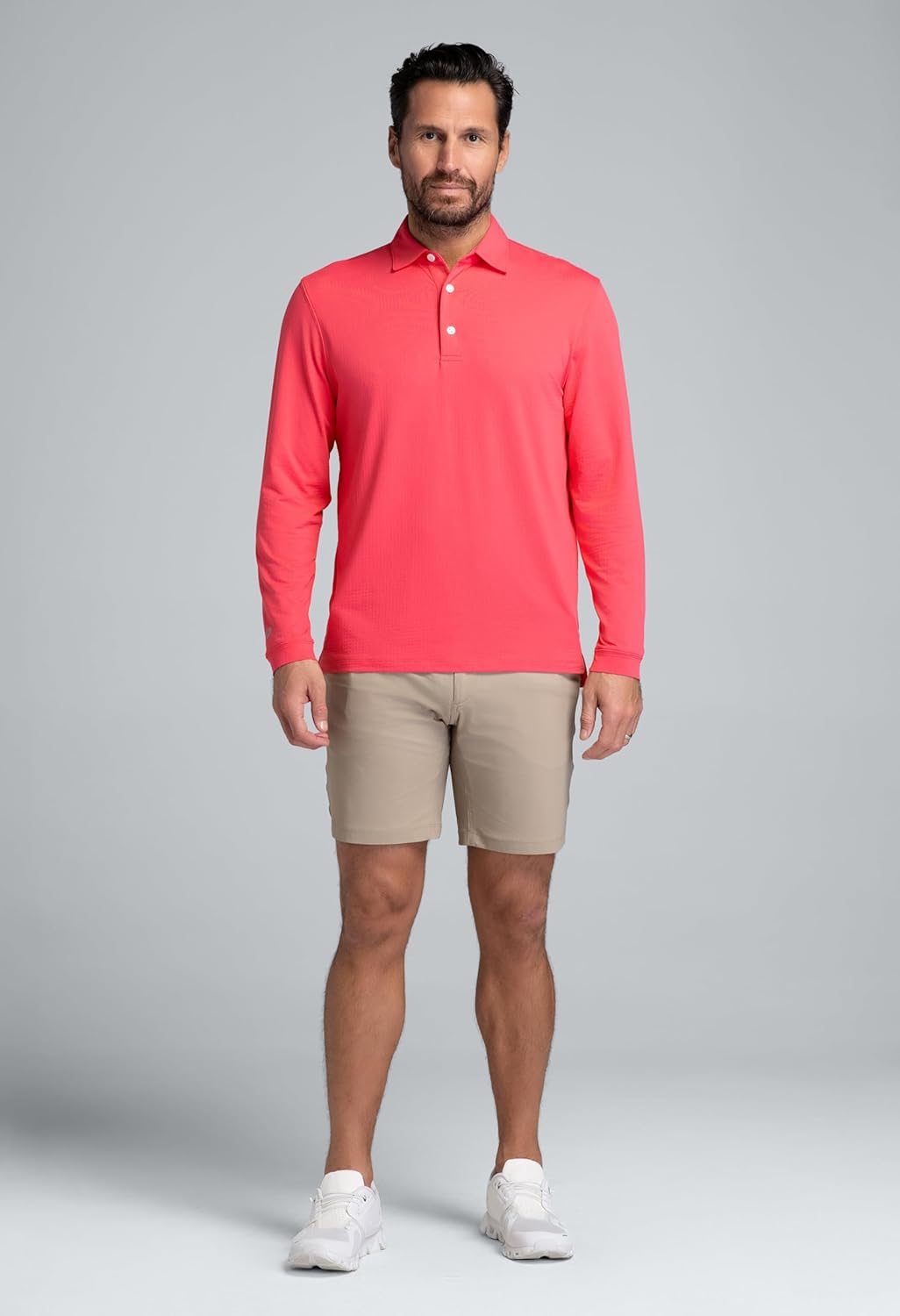 IBKUL Men's Athleisure Wear Sun Protective UPF 50+ Icefil Cooling Tech Long Sleeve Polo 95199