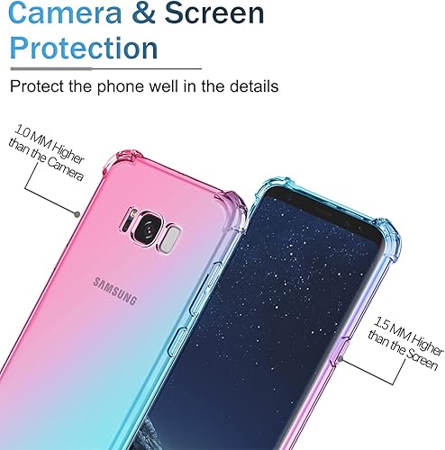 Miniatura 2 de OEURVQO Funda para Galaxy S8 Plus Samsung S8 Plus transparente lindo degradado, colorido, delgado, suave, TPU a prueba de golpes, antiarañazos,