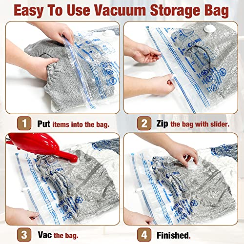 Image of HIBAG Space Saver Bags, 8 Large Vacuum Storage Bags with Hand Pump for Home Storage and Travel Usage