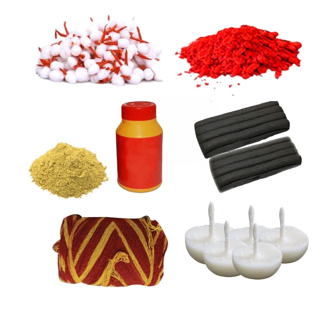 KULIA® Chandan Powder Tikka Hindu Goddess Pooja Samagri Home Temple Decor Religious Accessories Use For Prayers, Good Luck, God Pooja Tilak Powder Hindu Religious Decor Indian Gifts