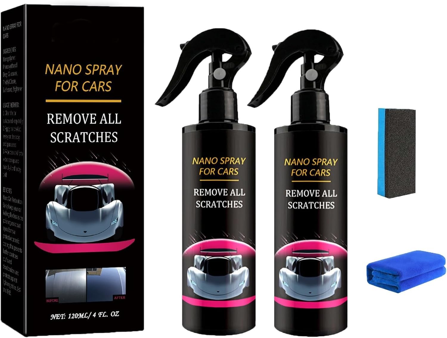 Httqcmy One Color Nurafix Car Spray Scratch Removal, Nano Spray Car For Shine And Protection, Scratch Remover Remove Scratches ，Nura Fix Scratch Remover(120Ml)