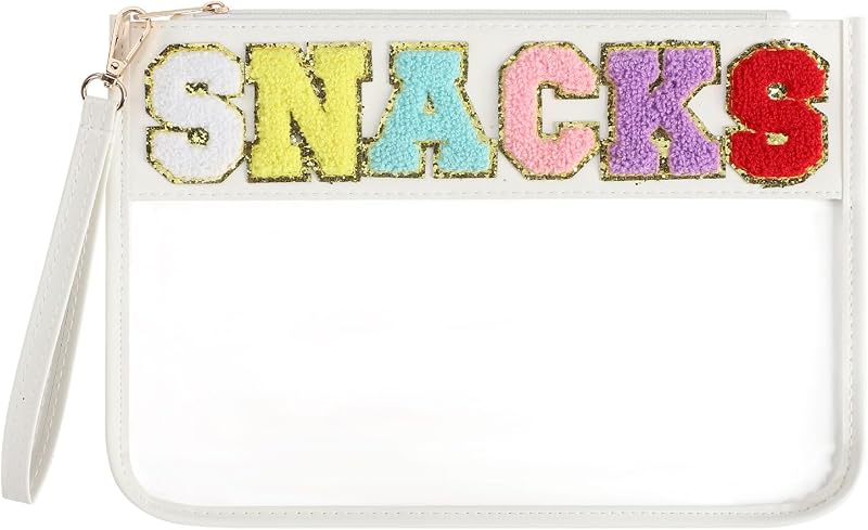 Necessaire transparente Narsikar com zíper e alça, estampa chenille, 22,1 x 1,3 x 31 cm