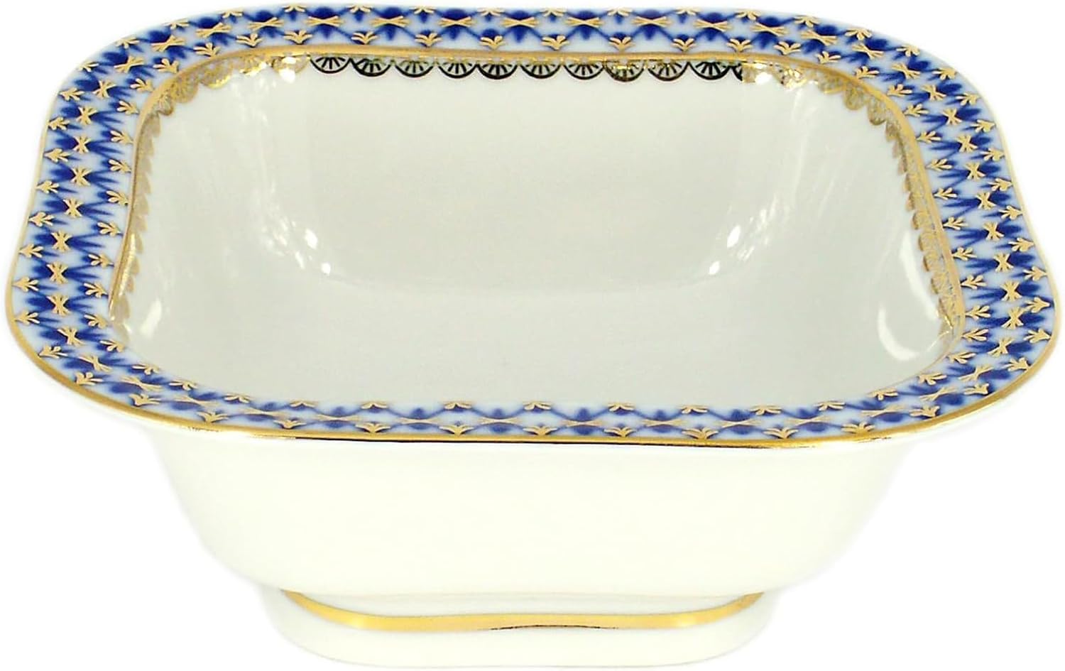 Lomonosov Porcelain Cobalt Net Cookie Jar Candy Bowl 23.7 fl.oz/700 ml