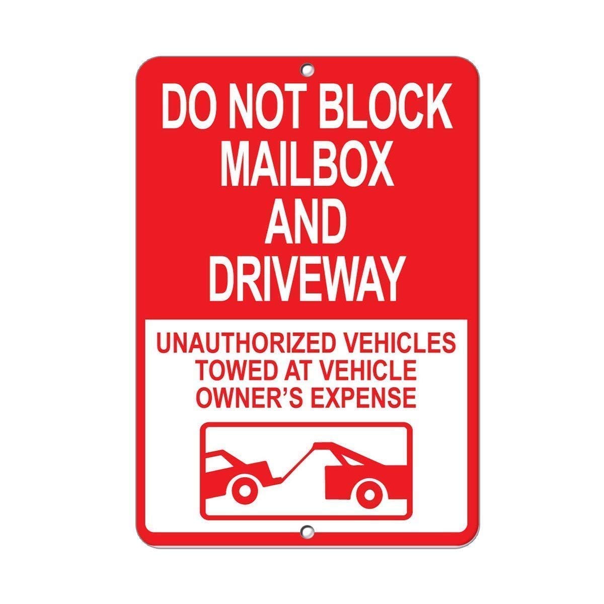 New Metal Sign Aluminum Sign Quote Sign Do Not Block Mailbox & Driveway Unauthorized Vehicles Towed Post Sign for Outdoor & Indoor, 12x8 Inch